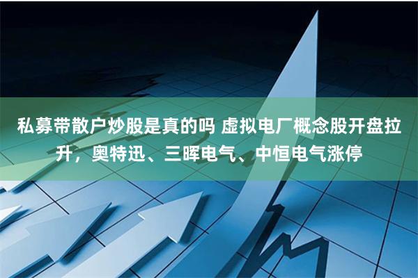 私募带散户炒股是真的吗 虚拟电厂概念股开盘拉升，奥特迅、三晖电气、中恒电气涨停